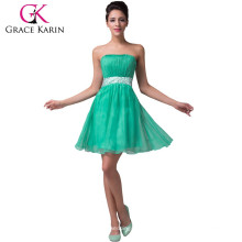 2015 Grace Karin Novo Design Com Sequins Frisado Strapless Vestidos De Damas De Chifon Chifon Verde CL6105